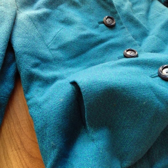 Vintage 60s Jacket 36"B Blue Green Spring Coat Blazer Made in Kowloon Hong Kong - Picture 7 of 10